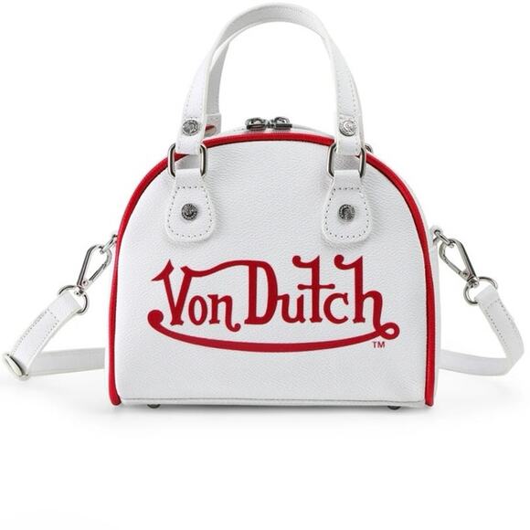 Von Dutch Crossbody Bowling Bag Flying Eye White Red Two Tone Y2K New With Tags - Picture 4 of 14